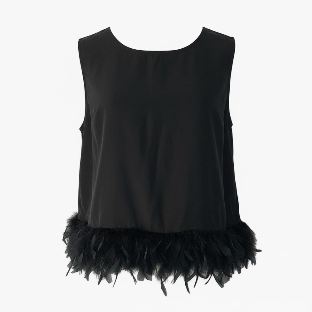 🖤 Feather Hem Party Top | Medium (Runs Small) Statement Blouse 🖤 - Picture 3 of 8